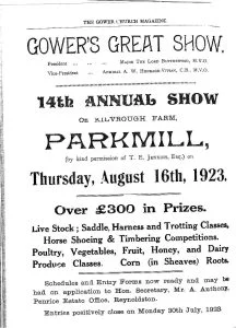 Ad for the 1923 show from Gower Church Magazine.
